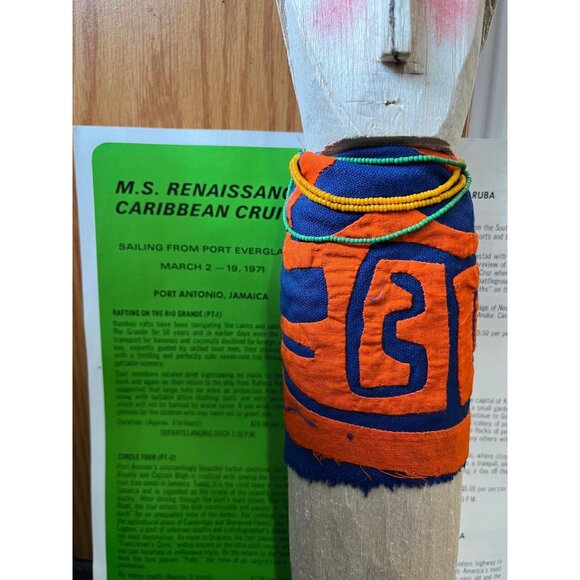 1970’s Wooden Kuna Doll San Blas Islands Panama Handcrafted Hand Stitched Mola - Picture 2 of 10
